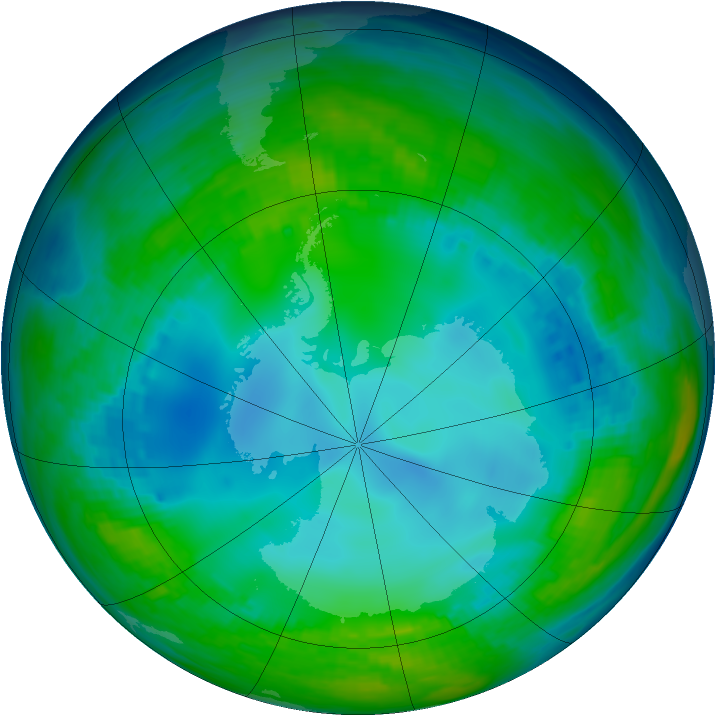 Antarctic ozone map for 22 May 1992
